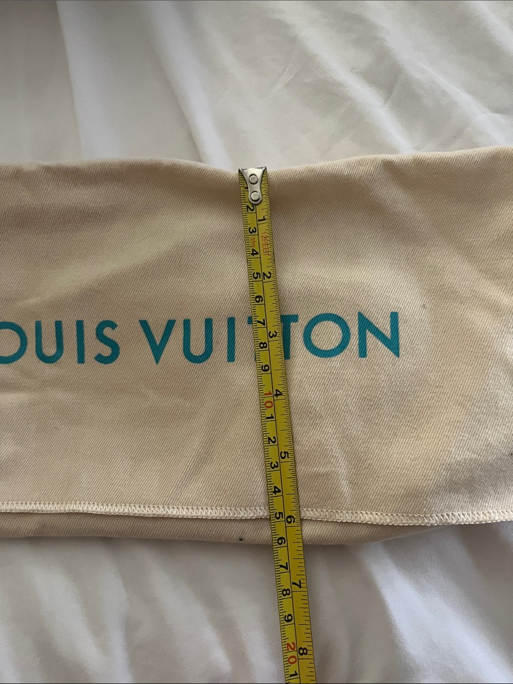Louis Vuitton Beige Dust Cover with Teal Lettering - Picture 3 of 4